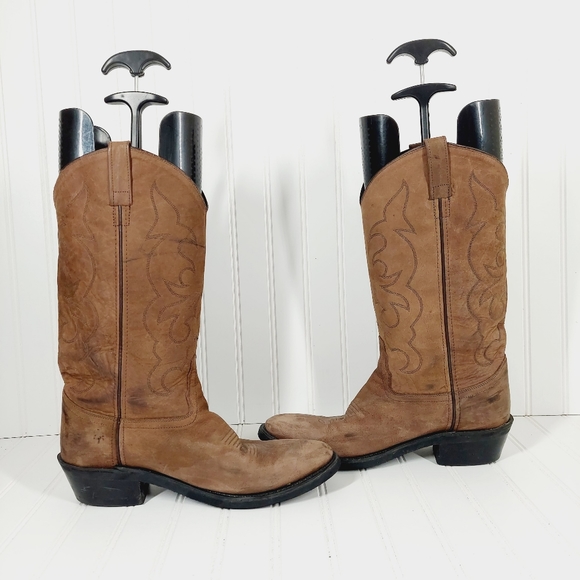 Old West TBM305 Leather Embroidered Tough Work Distress Cowboy Western Boot B255